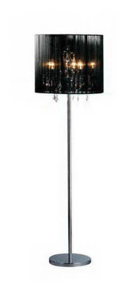 Calice Chrome Floor Lamp with Black Shade.